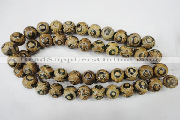 CAG4750 15 inches 16mm round tibetan agate beads wholesale