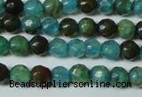 CAG4785 15.5 inches 4mm faceted round fire crackle agate beads