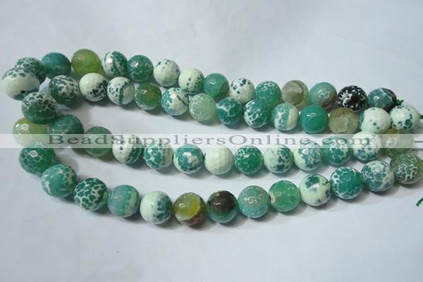 CAG4795 15.5 inches 14mm faceted round fire crackle agate beads