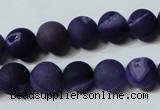 CAG4797 15.5 inches 12mm round matte druzy agate beads wholesale