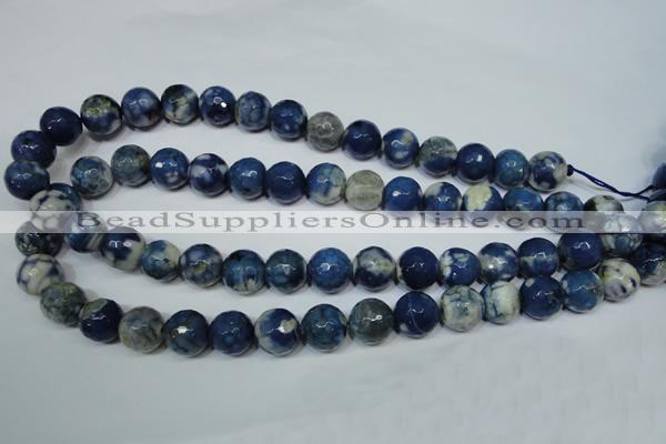 CAG4808 15 inches 12mm faceted round fire crackle agate beads