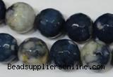 CAG4809 15 inches 14mm faceted round fire crackle agate beads