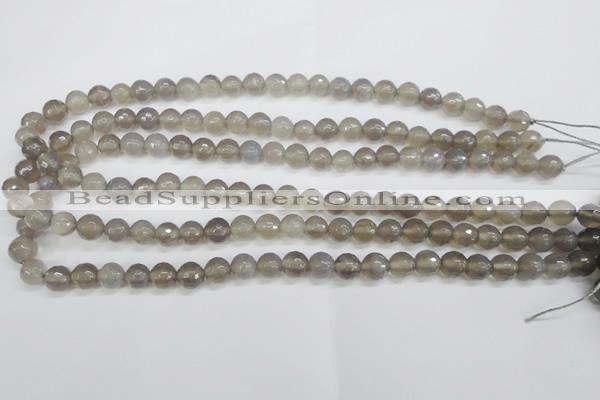 CAG4826 15 inches 8mm faceted round grey agate beads wholesale