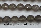 CAG4827 15 inches 10mm faceted round grey agate beads wholesale