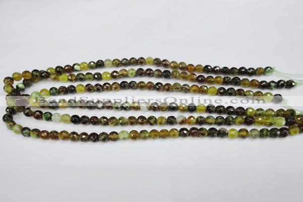 CAG4841 15 inches 6mm faceted round dragon veins agate beads