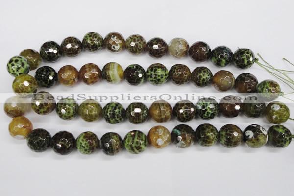 CAG4846 15 inches 16mm faceted round dragon veins agate beads