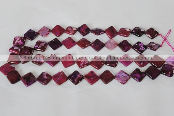 CAG4883 15 inches 14*14mm faceted diamond fire crackle agate beads