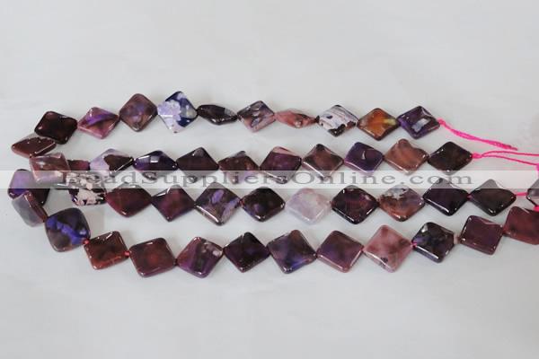 CAG4885 15 inches 14*14mm faceted diamond fire crackle agate beads