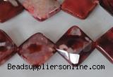 CAG4886 15 inches 14*14mm faceted diamond fire crackle agate beads