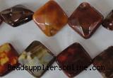 CAG4887 15 inches 14*14mm faceted diamond fire crackle agate beads