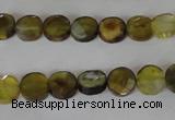 CAG4890 15 inches 8mm faceted coin fire crackle agate beads