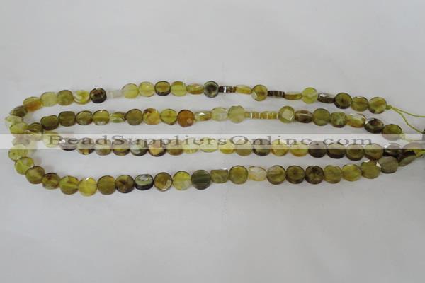 CAG4890 15 inches 8mm faceted coin fire crackle agate beads