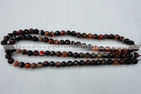 CAG5112 15.5 inches 8mm faceted round line agate beads wholesale