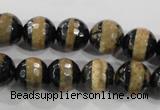 CAG5145 15 inches 10mm faceted round tibetan agate beads wholesale