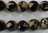 CAG5164 15 inches 12mm faceted round tibetan agate beads wholesale