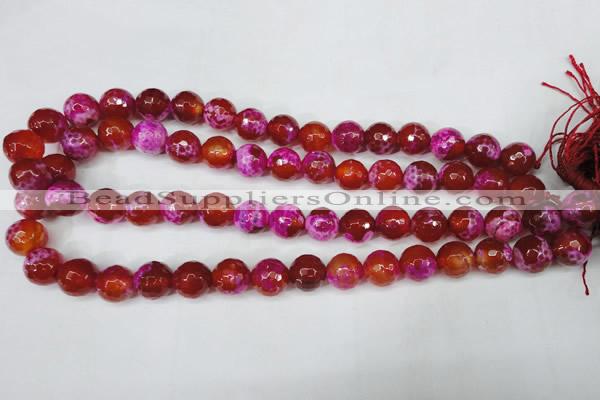 CAG5184 15 inches 12mm faceted round fire crackle agate beads