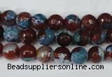 CAG5207 15 inches 8mm faceted round fire crackle agate beads