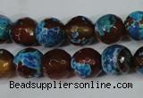 CAG5208 15 inches 10mm faceted round fire crackle agate beads