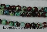 CAG5214 15 inches 6mm faceted round fire crackle agate beads