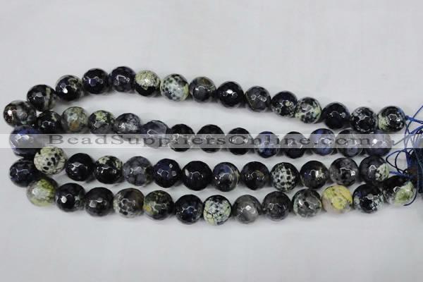 CAG5225 15 inches 14mm faceted round fire crackle agate beads