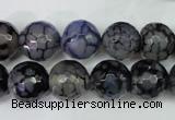 CAG5229 15 inches 12mm faceted round fire crackle agate beads