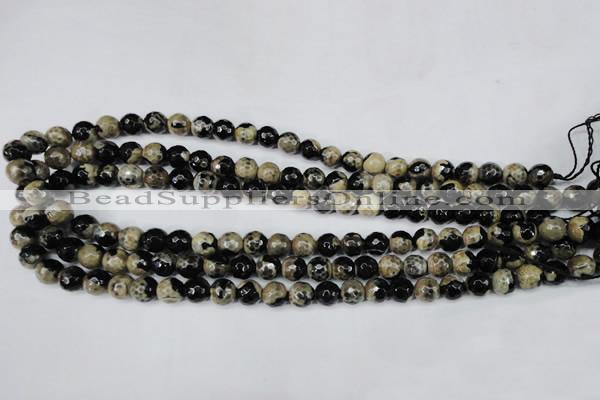 CAG5232 15 inches 10mm faceted round fire crackle agate beads