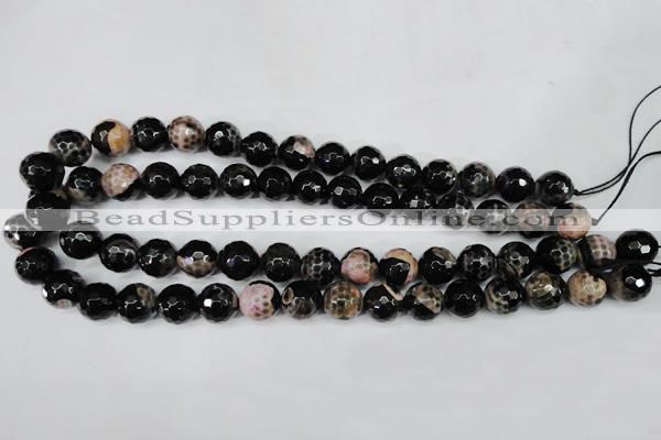 CAG5233 15 inches 12mm faceted round fire crackle agate beads