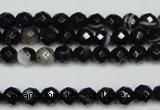 CAG5272 15.5 inches 6mm faceted round black line agate beads