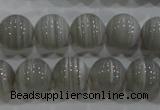 CAG5323 15.5 inches 12mm round grey line agate beads wholesale