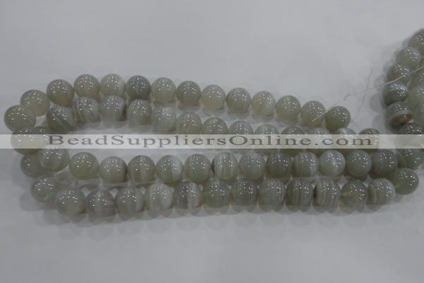 CAG5324 15.5 inches 14mm round grey line agate beads wholesale