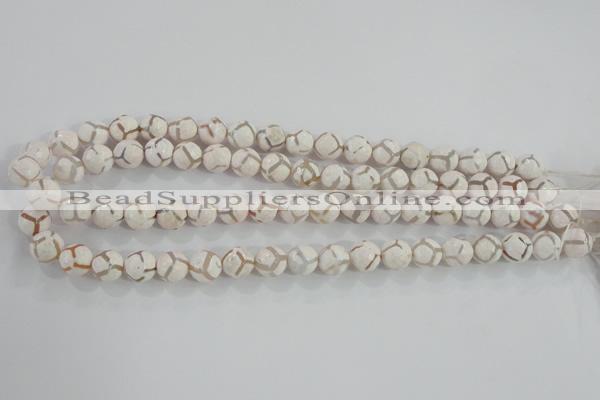 CAG5334 15.5 inches 10mm faceted round tibetan agate beads wholesale