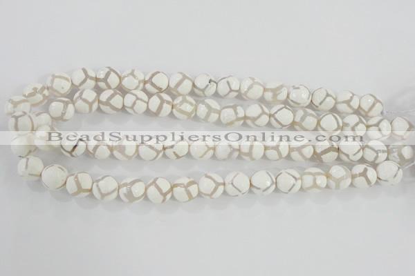 CAG5335 15.5 inches 12mm faceted round tibetan agate beads wholesale