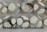 CAG5336 15.5 inches 14mm faceted round tibetan agate beads wholesale