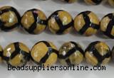 CAG5345 15.5 inches 12mm faceted round tibetan agate beads wholesale