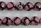 CAG5349 15.5 inches 12mm faceted round tibetan agate beads wholesale