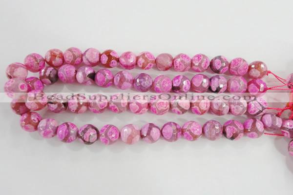 CAG5351 15.5 inches 14mm faceted round tibetan agate beads wholesale