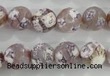 CAG5354 15.5 inches 12mm faceted round tibetan agate beads wholesale