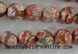 CAG5359 15.5 inches 12mm faceted round tibetan agate beads wholesale