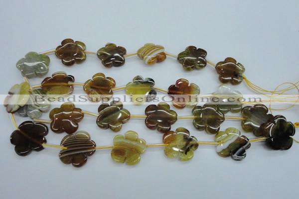 CAG5393 15.5 inches 24mm carved flower dragon veins agate beads