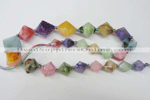 CAG5503 15.5 inches 13*13mm – 22*22mm faceted bicone agate beads