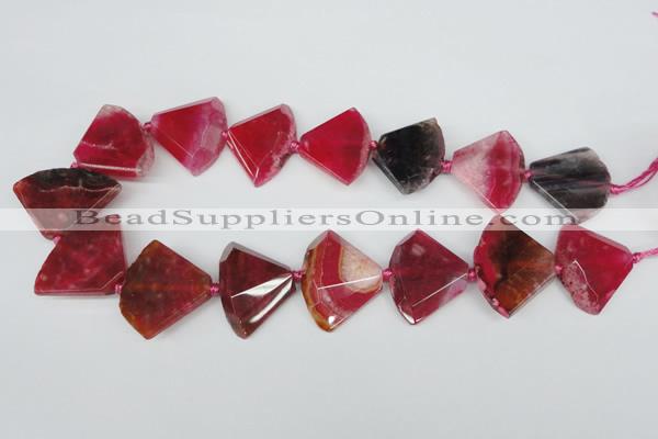 CAG5582 15 inches 25*32mm faceted triangle dragon veins agate beads