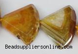 CAG5586 15 inches 30*40mm faceted triangle dragon veins agate beads