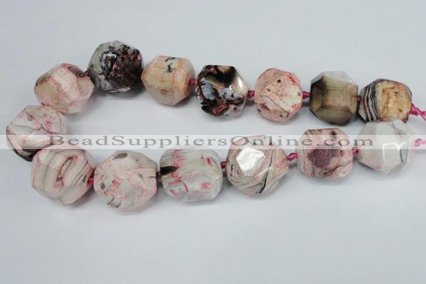 CAG5597 15 inches 25mm faceted nuggets agate gemstone beads