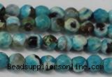 CAG5659 15 inches 4mm faceted round fire crackle agate beads