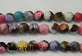 CAG5661 15 inches 4mm faceted round fire crackle agate beads