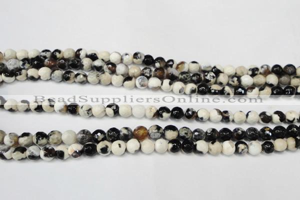 CAG5665 15 inches 6mm faceted round fire crackle agate beads