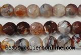 CAG5667 15 inches 6mm faceted round fire crackle agate beads