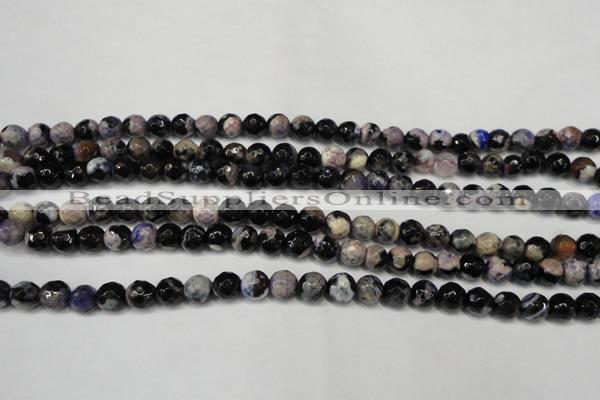 CAG5668 15 inches 6mm faceted round fire crackle agate beads