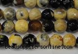 CAG5672 15 inches 6mm faceted round fire crackle agate beads