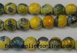 CAG5673 15 inches 6mm faceted round fire crackle agate beads